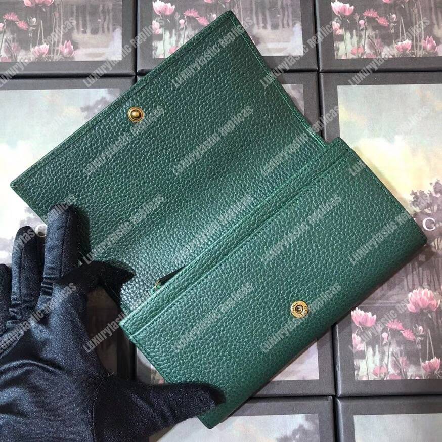 G*u*i garden leather continental wallet green with bat