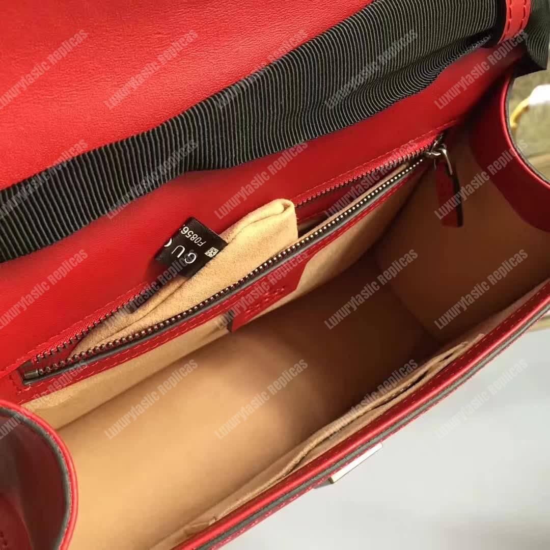 G*u*i lilith leather top handle bag red