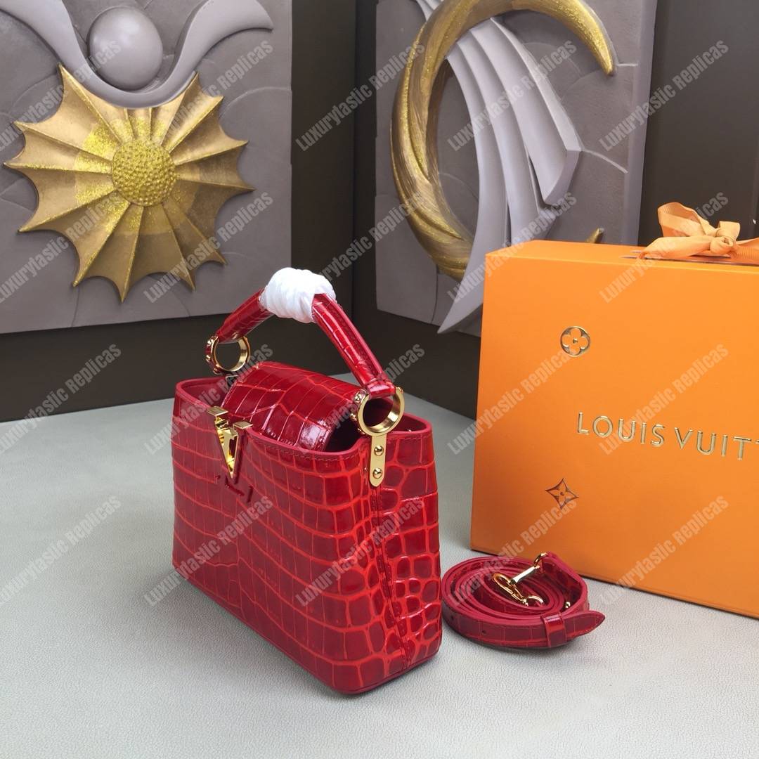 LV Capucines Mini Crocodilien Brillant Cherry