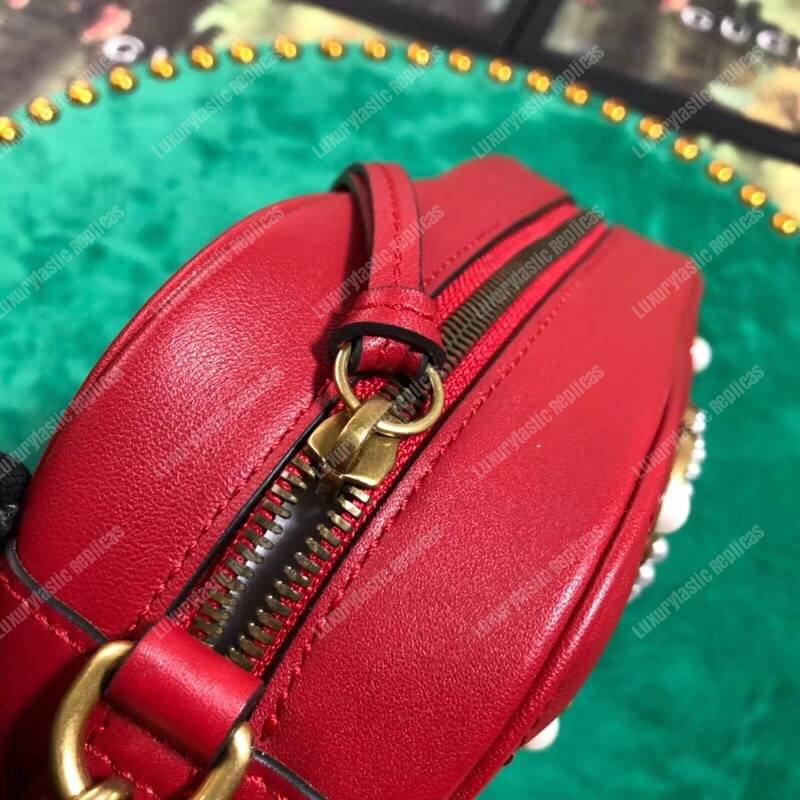 G*u*i gg marmont small matelassé shoulder bag with pearls red