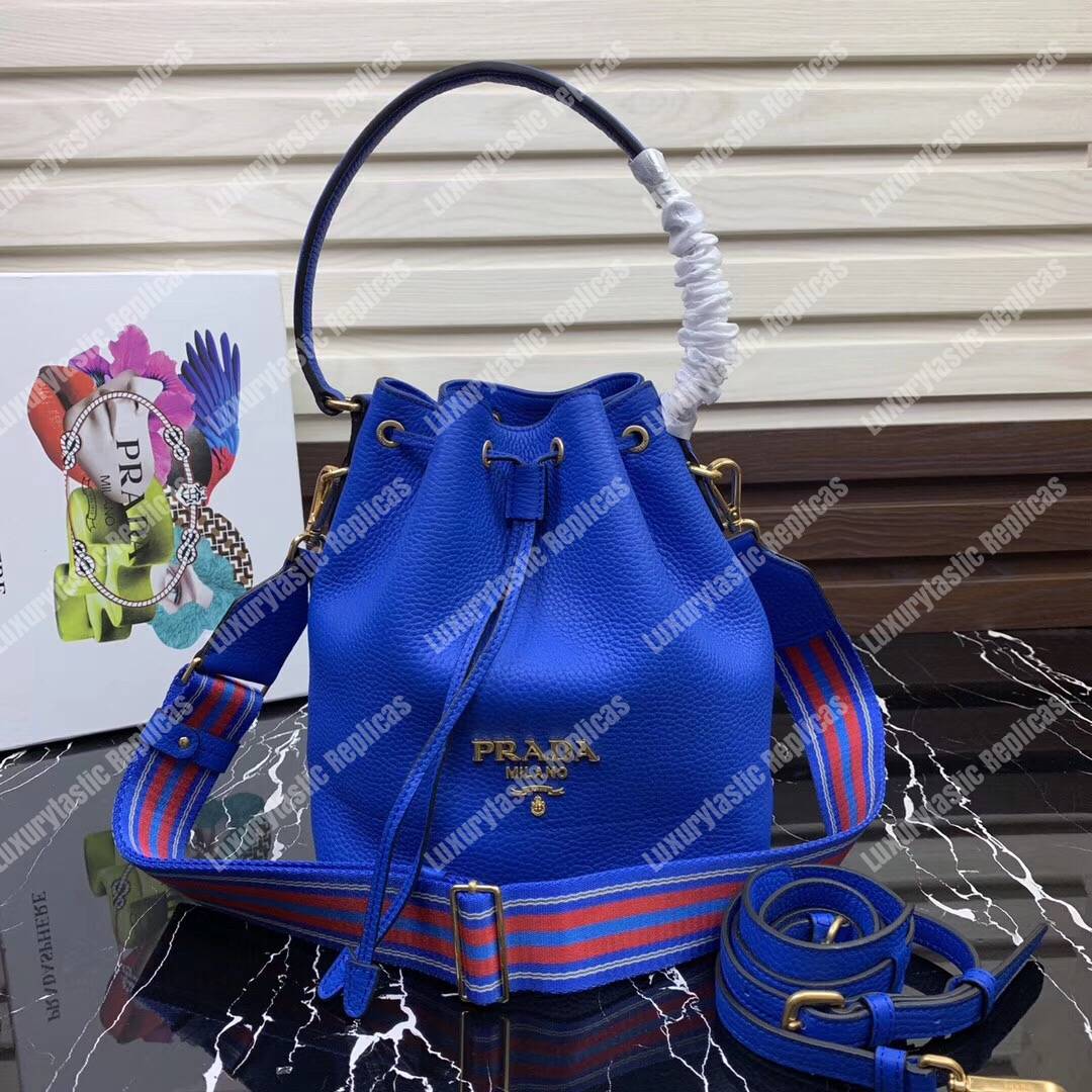 Pra*a leather bucket bag blue