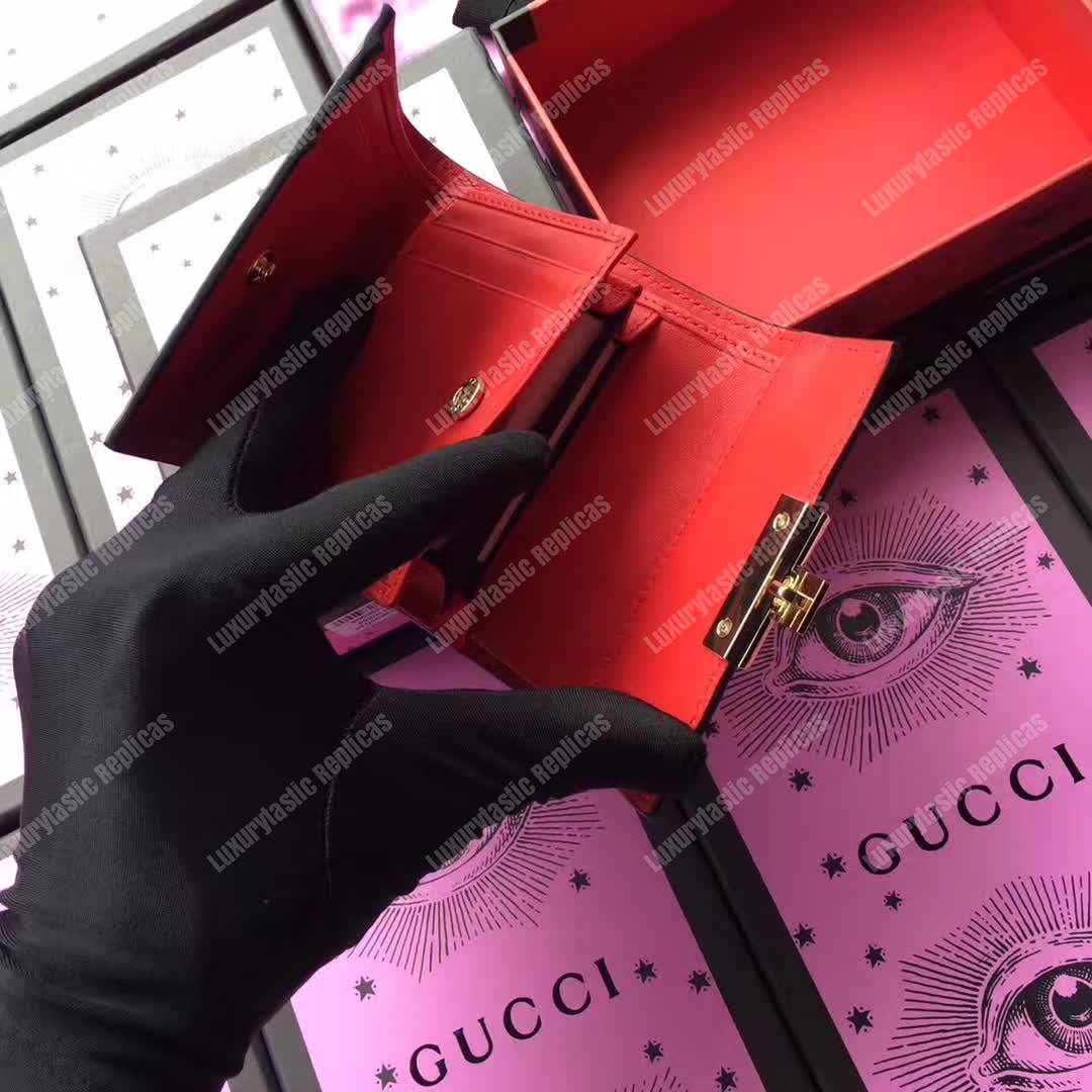 G*u*i gg padlock wallet hibiscus red