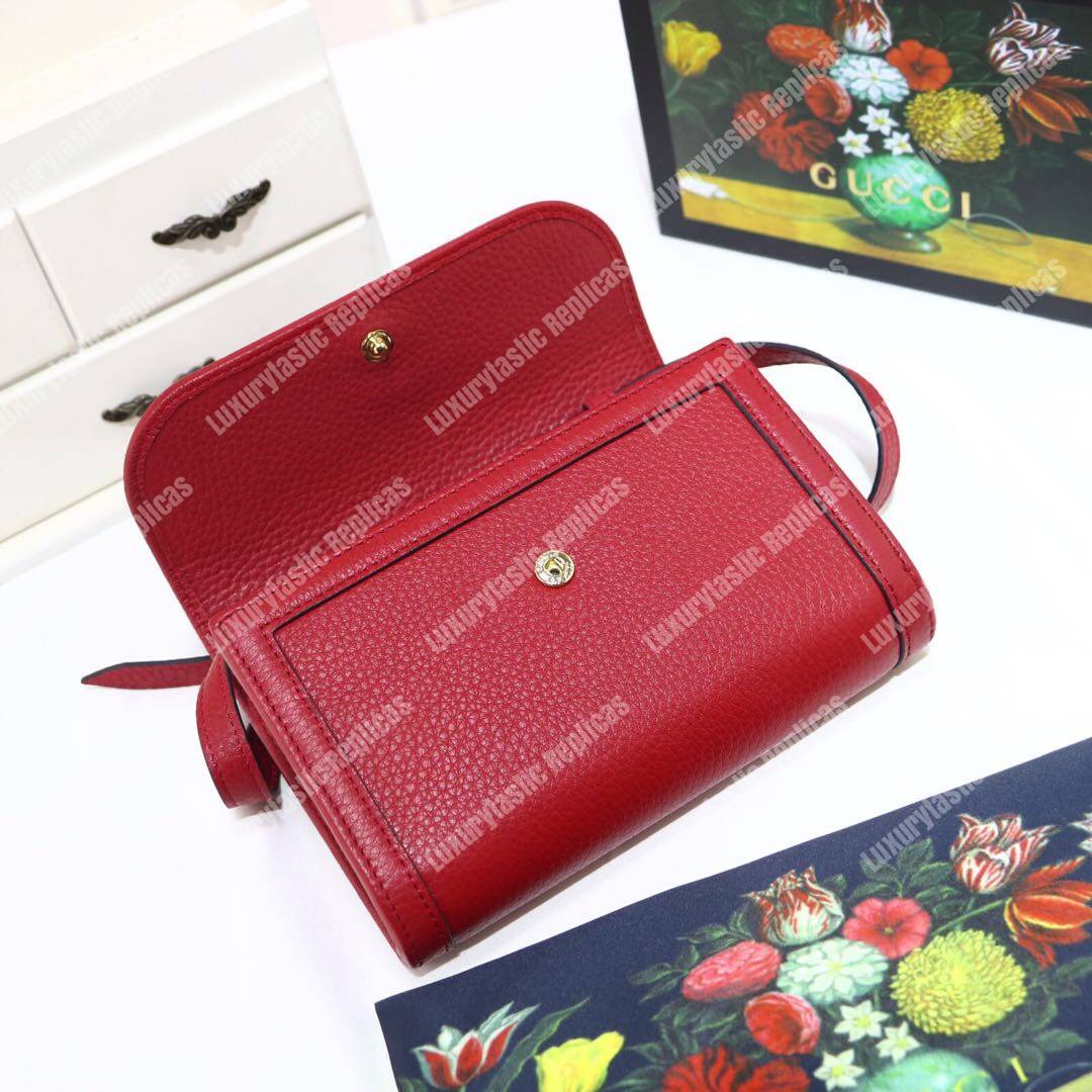 G*u*i gg calfskin mini shoulder flap bag red