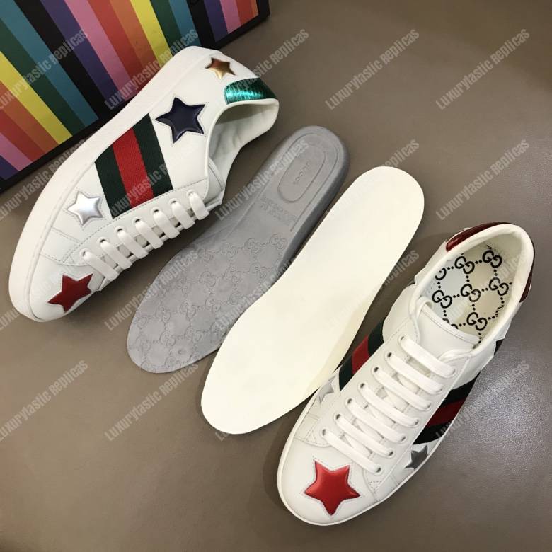 G*u*i ace embroidered star sneaker white