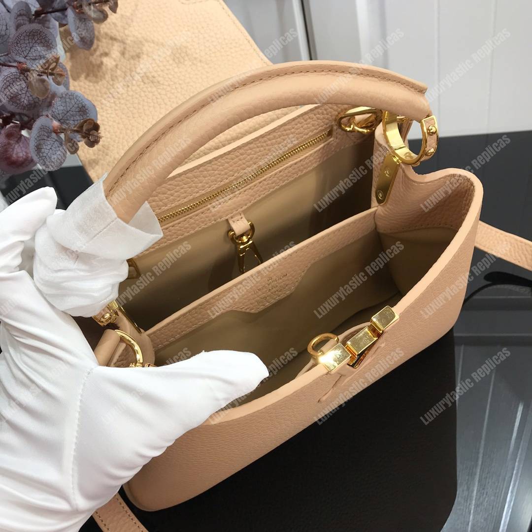 LV Capucines PM Taurillon Leather Beige