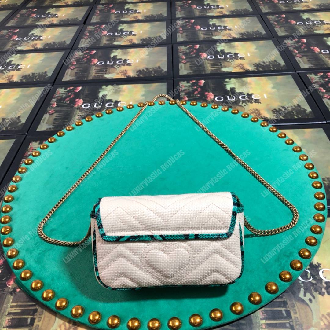G*u*i gg marmont matelassé super mini bag green snakeskin trim