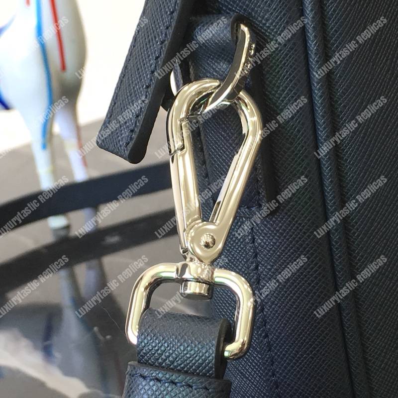 Pra*a saffiano leather work bag blue