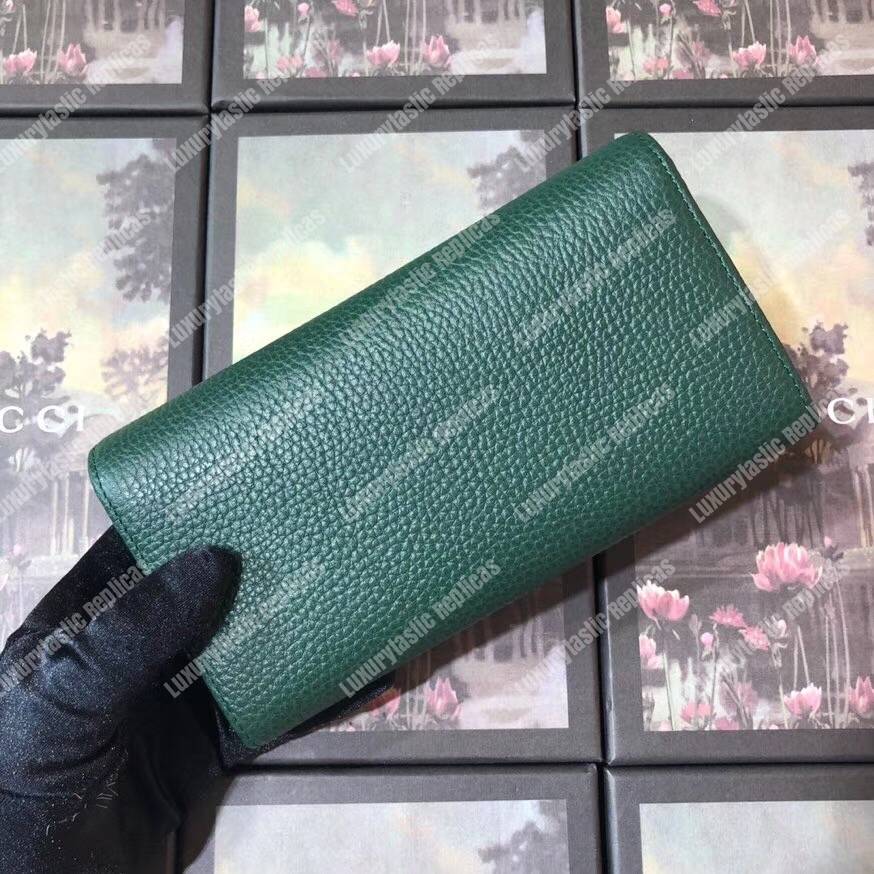 G*u*i garden leather continental wallet green with bat