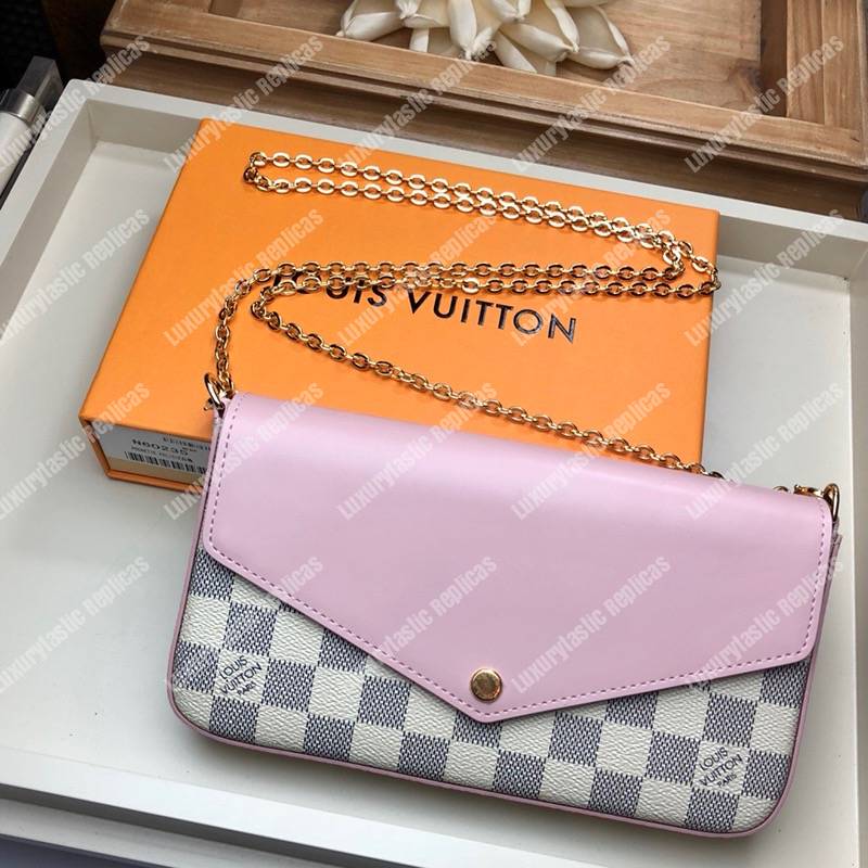 LV Pochette Félicie Damier Azur Soft Canvas Eau de Rose