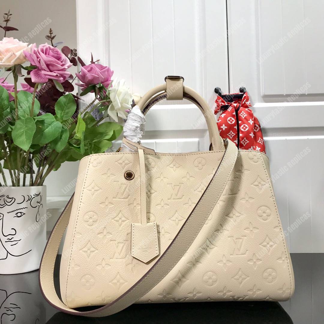 LV Montaigne MM Monogram Empreinte Crème Handbag