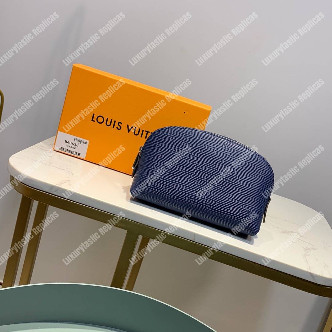 LV Cosmetic Pouch PM Epi Leather Indigo