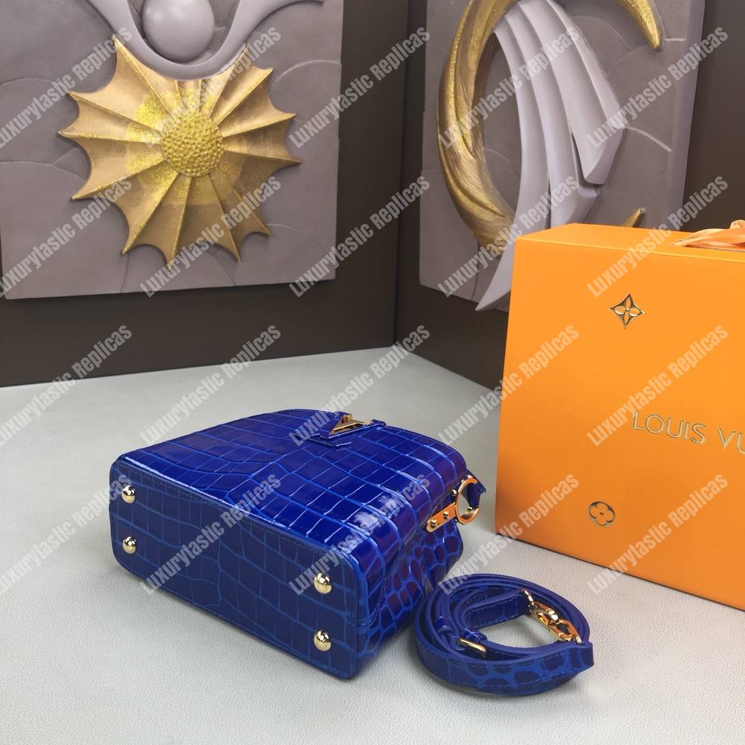 LV Capucines Mini Crocodilien Brillant Bleu Santorin
