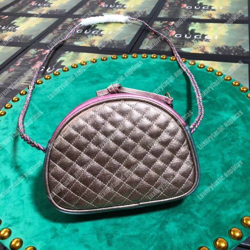 G*u*i laminated leather mini bag pink and blue