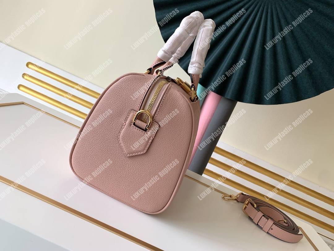 LV Speedy Bandouliere 25 Monogram Empreinte Leather Rose Poudre