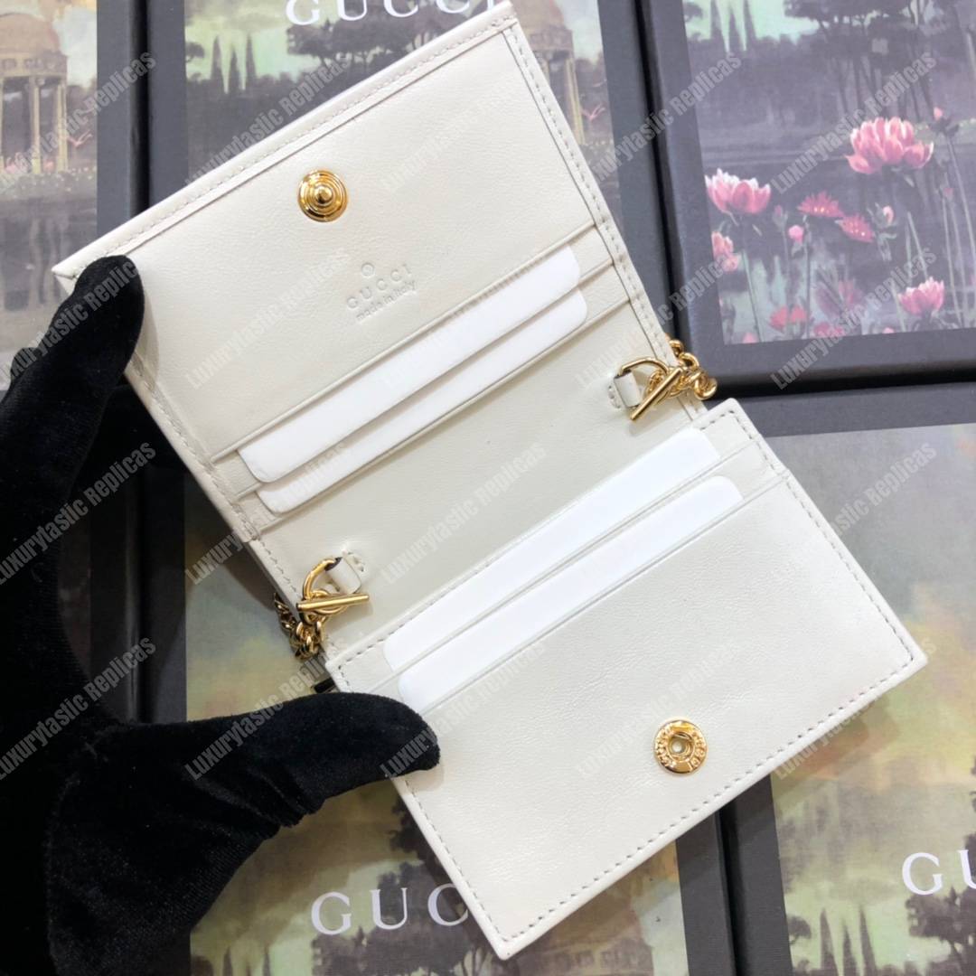 G*u*i rajah chain card case wallet white