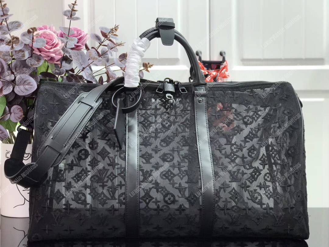 LV Abloh Keepall Bandouliere 50 Mesh Monogram