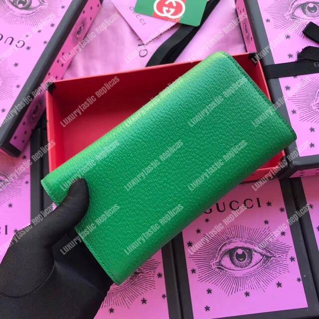 G*u*i embroidered leather continental wallet green