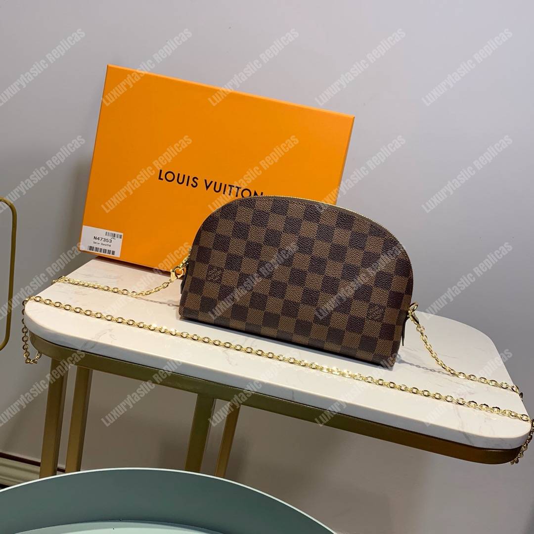 LV Cosmetic Pouch GM Damier Ebene Canvas