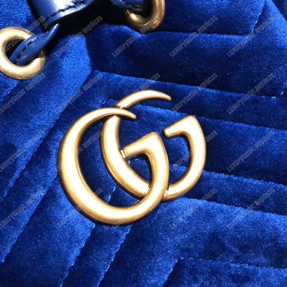 G*u*i gg marmont velvet bucket bag blue