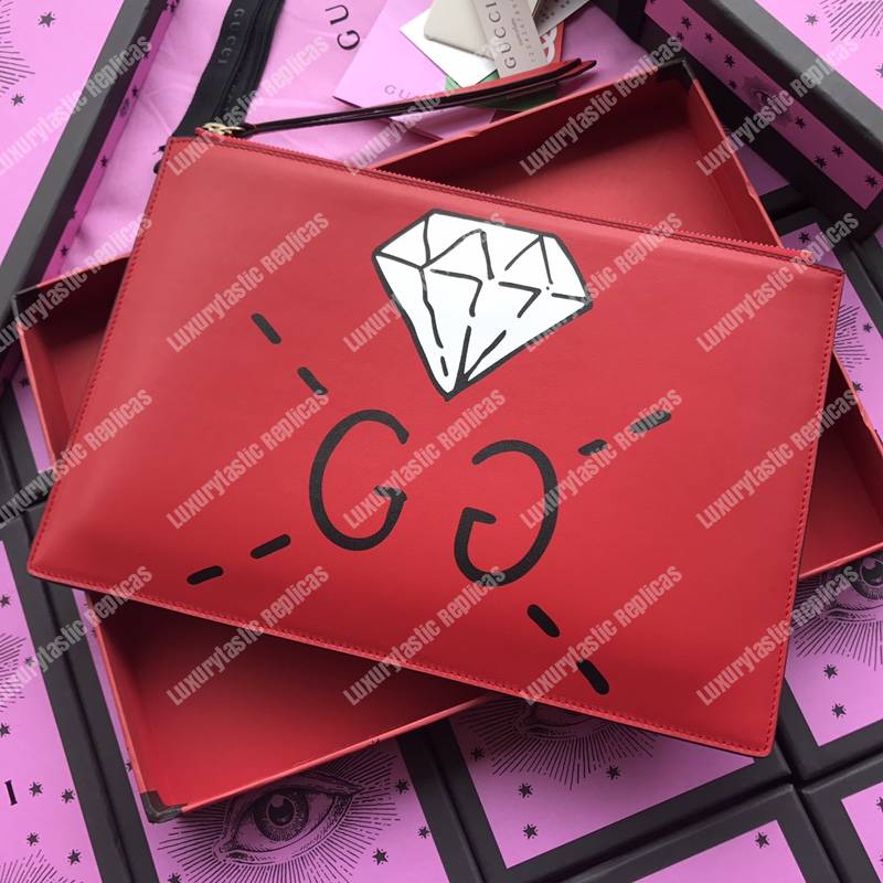G*u*i G*u*ighost leather pouch bag red