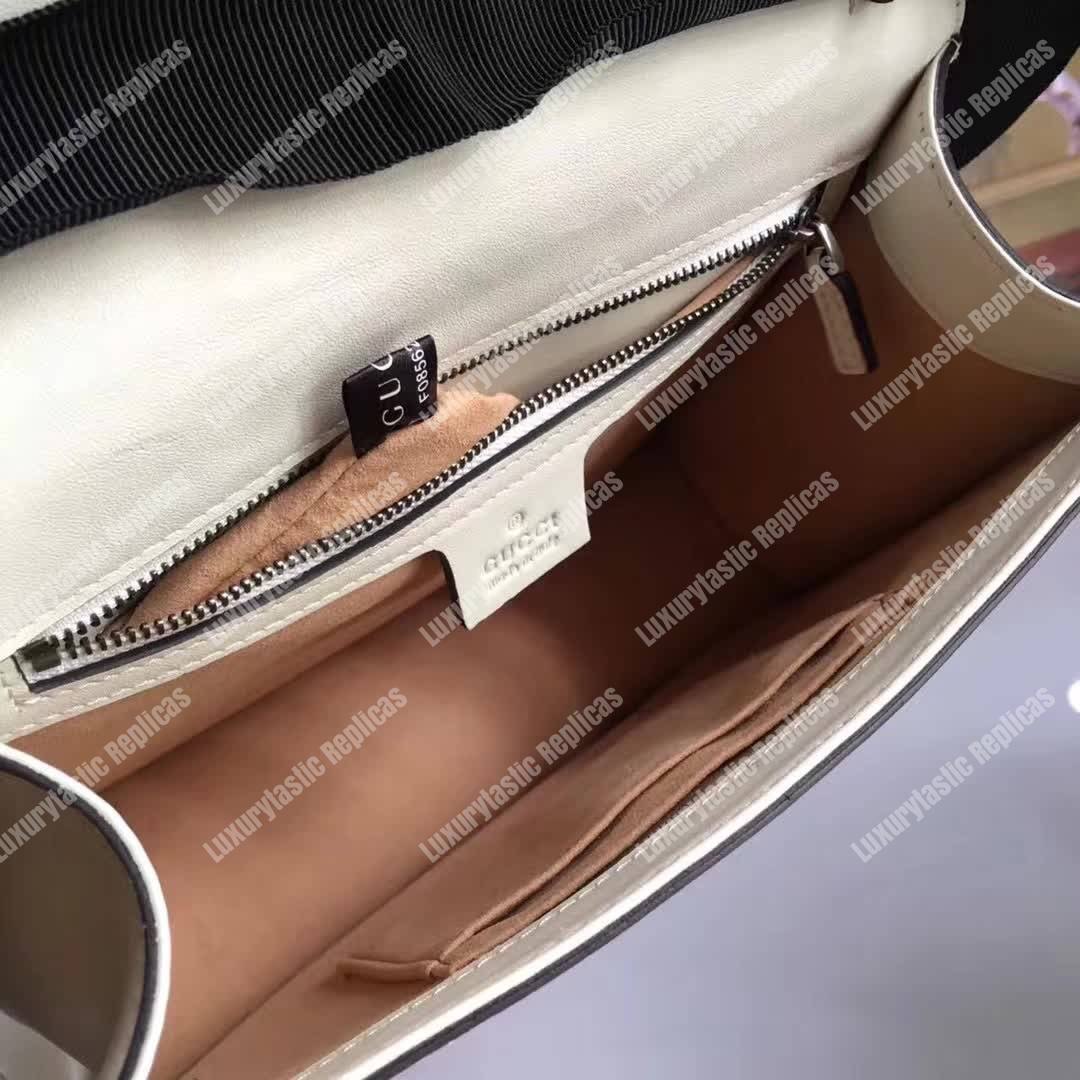 G*u*i lilith leather top handle bag white
