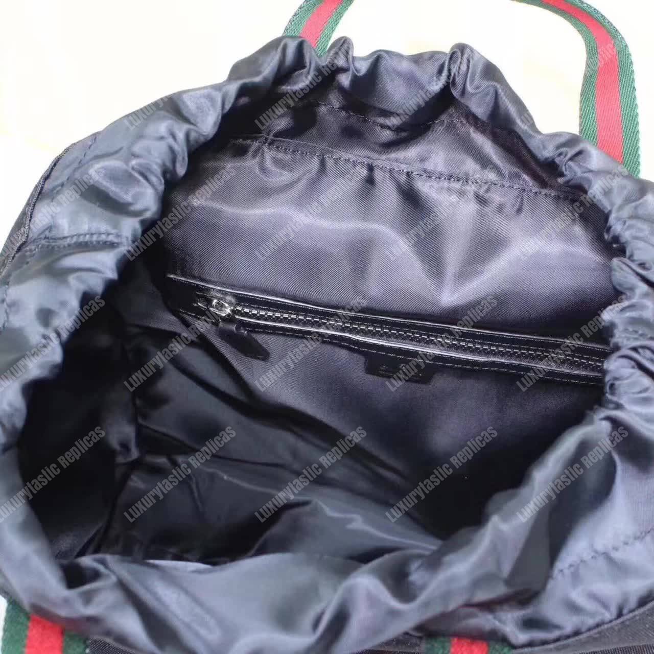 G*u*i embroidered drawstring backpack tiger black