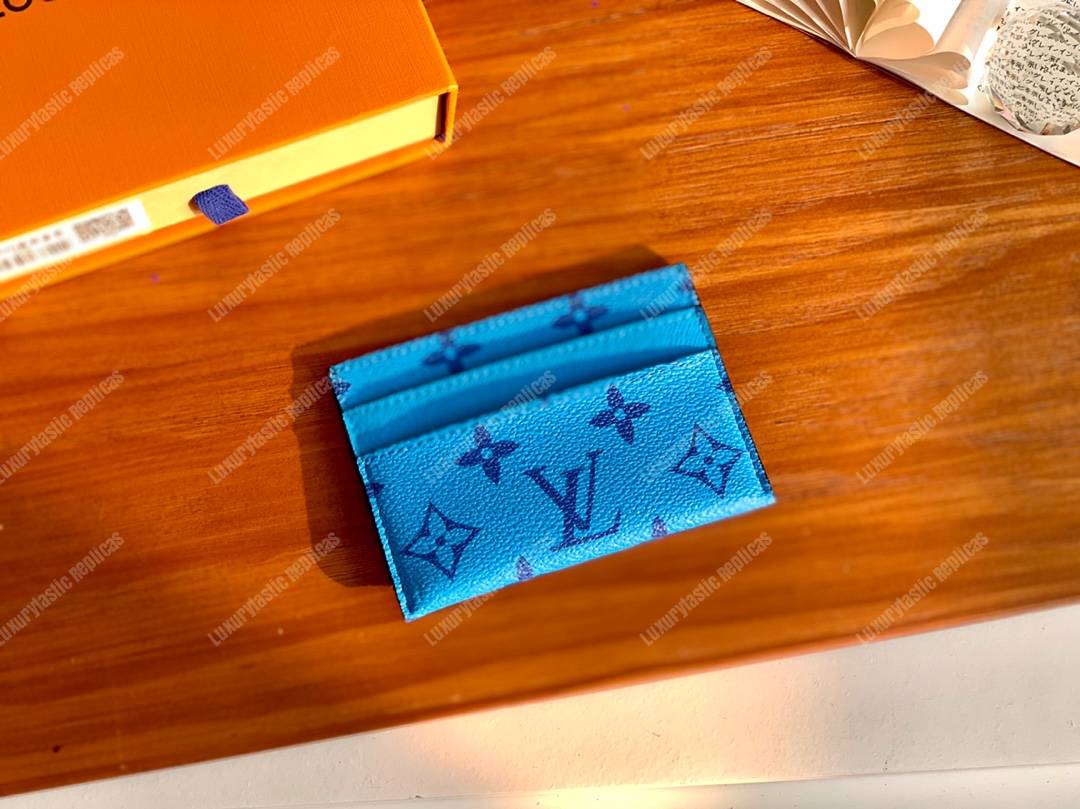 LV Double Card Holder Blue