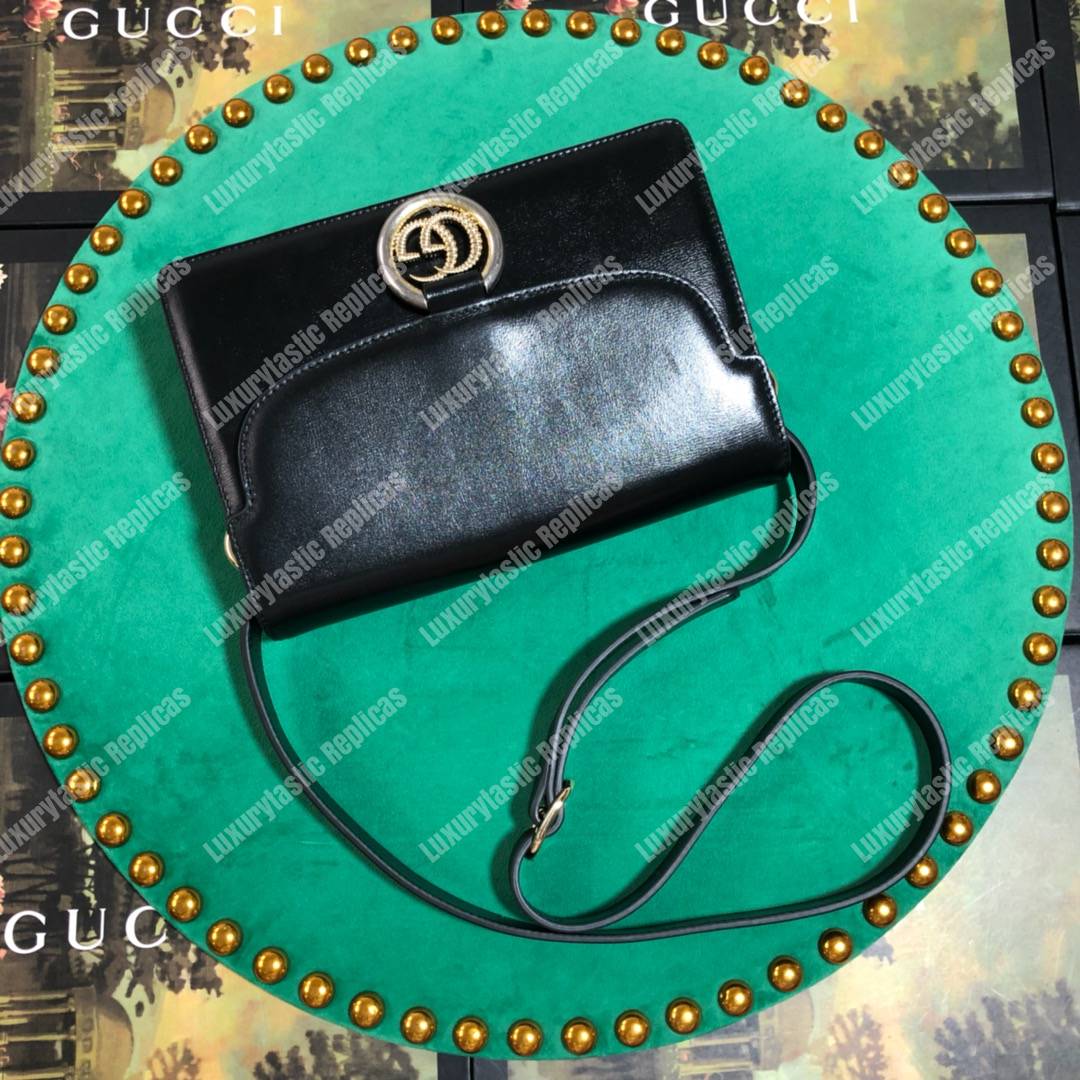 G*u*i small leather shoulder bag black