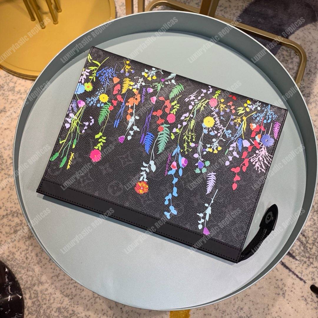 LV Flower Pochette Voyage MM Monogram Eclipse Canvas