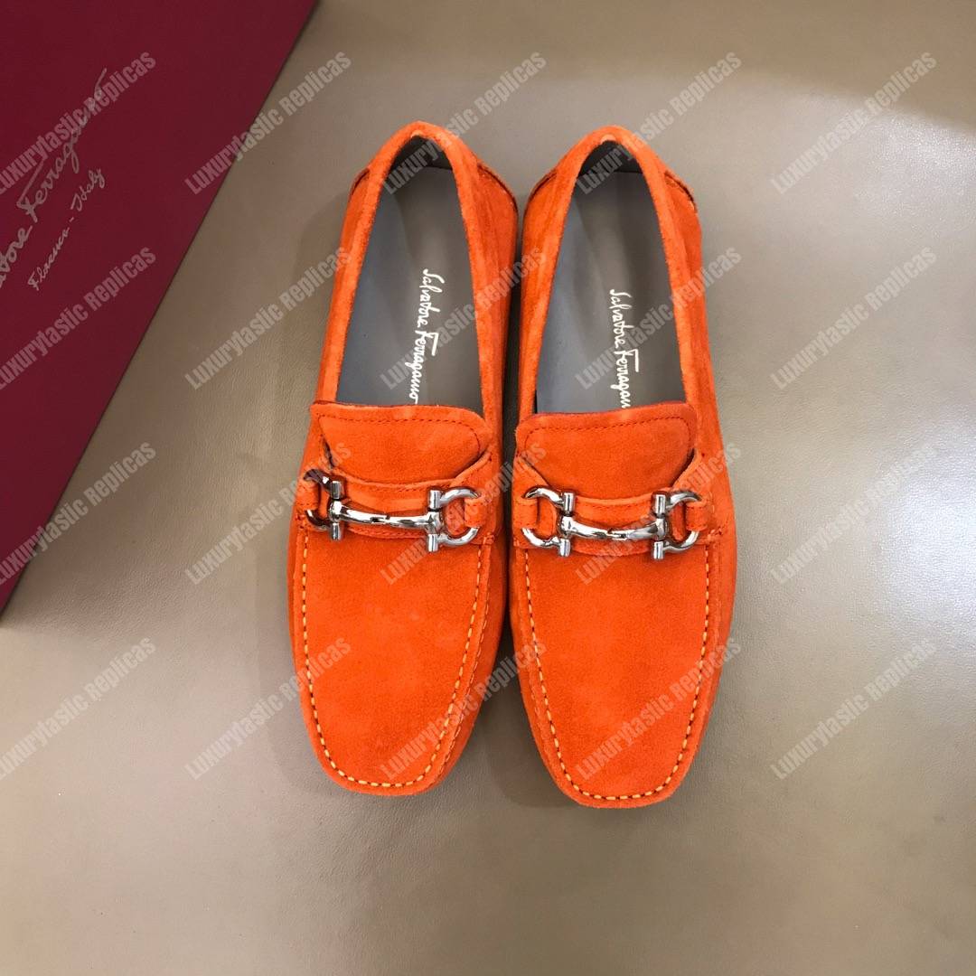 Salvatore Ferragamo Gancini Driving Shoe Orange