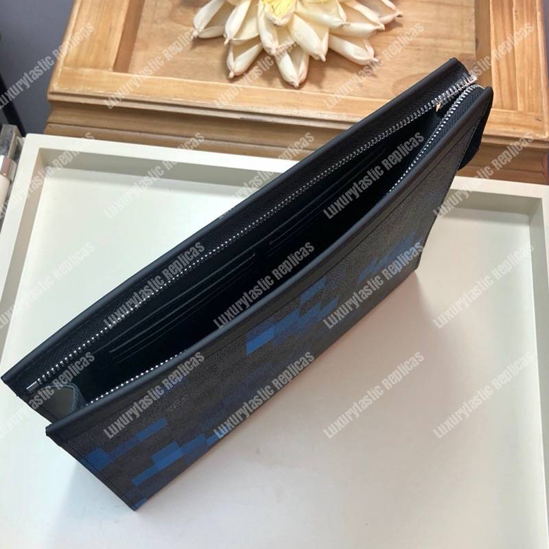 LV Pochette Voyage MM Damier Graphite Pixel Blue