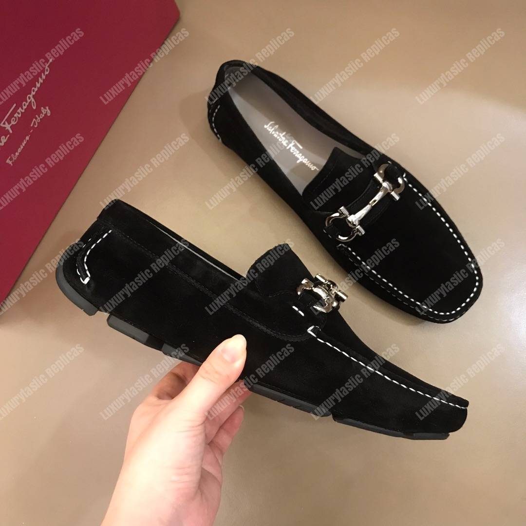 Salvatore Ferragamo Gancini Driving Shoe Black