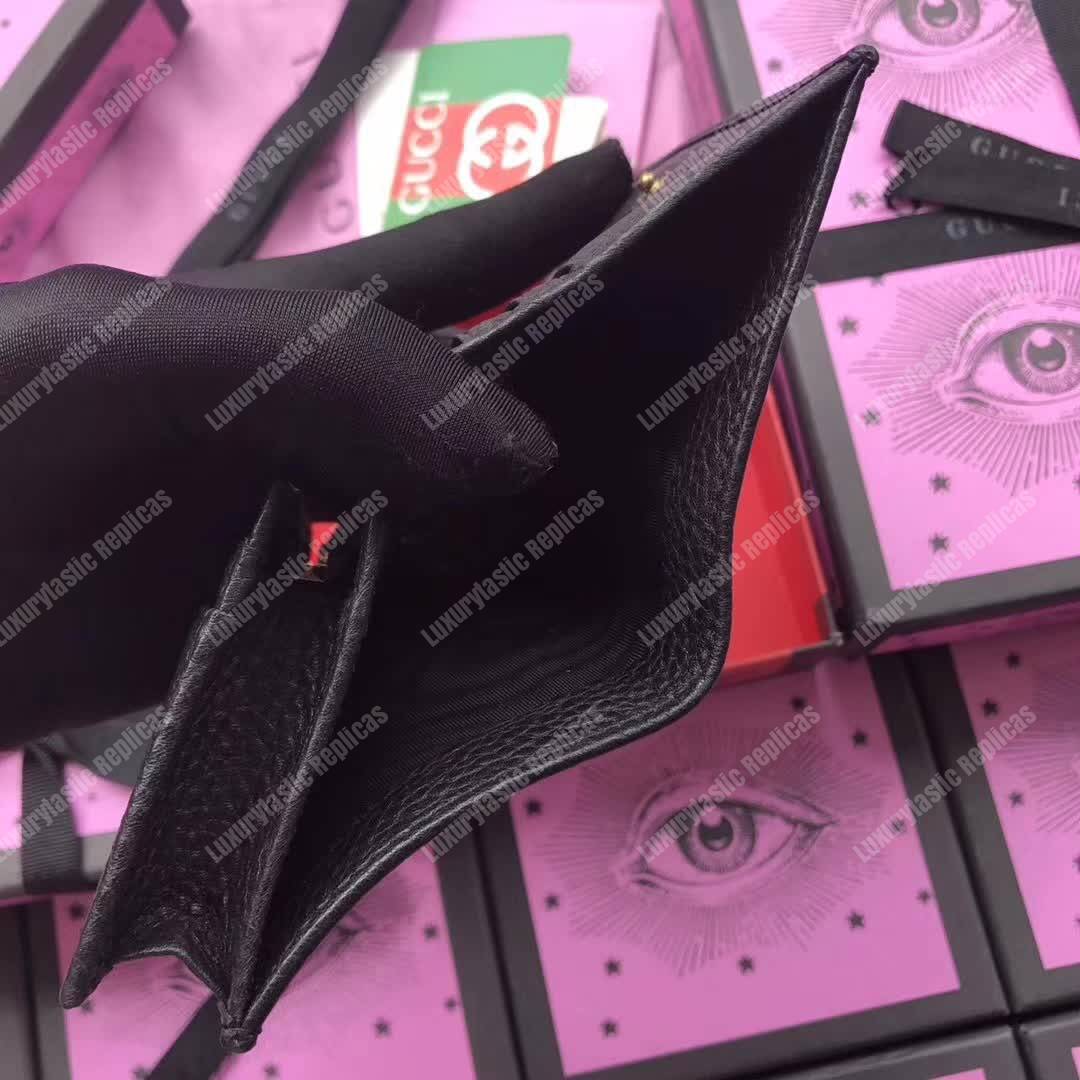 G*u*i gg leather card case with butterfly black