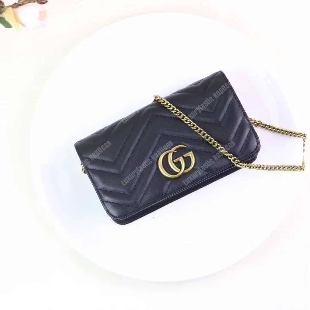 G*u*i gg marmont mini leather bag black
