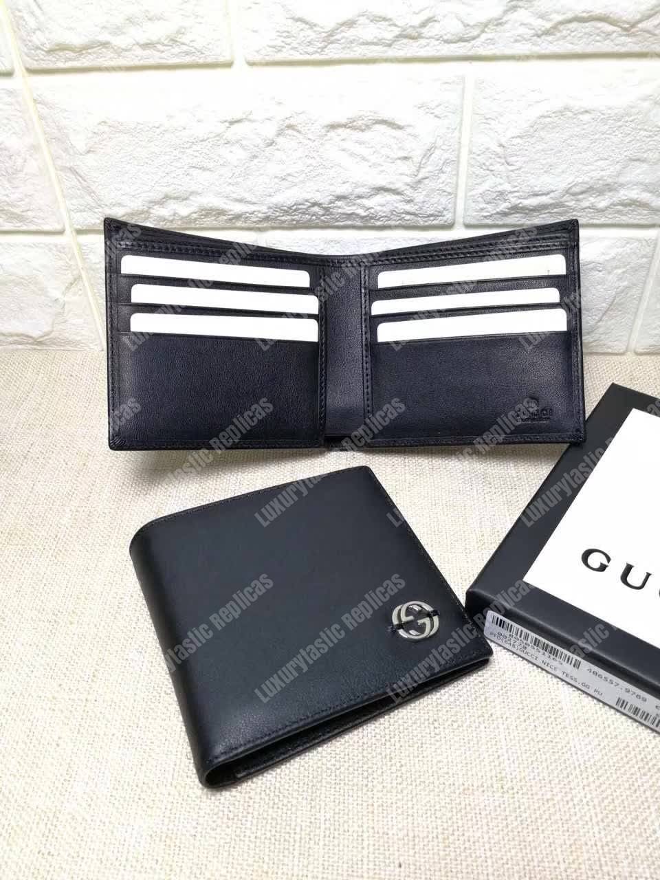 G*u*i leather bi-fold wallet black