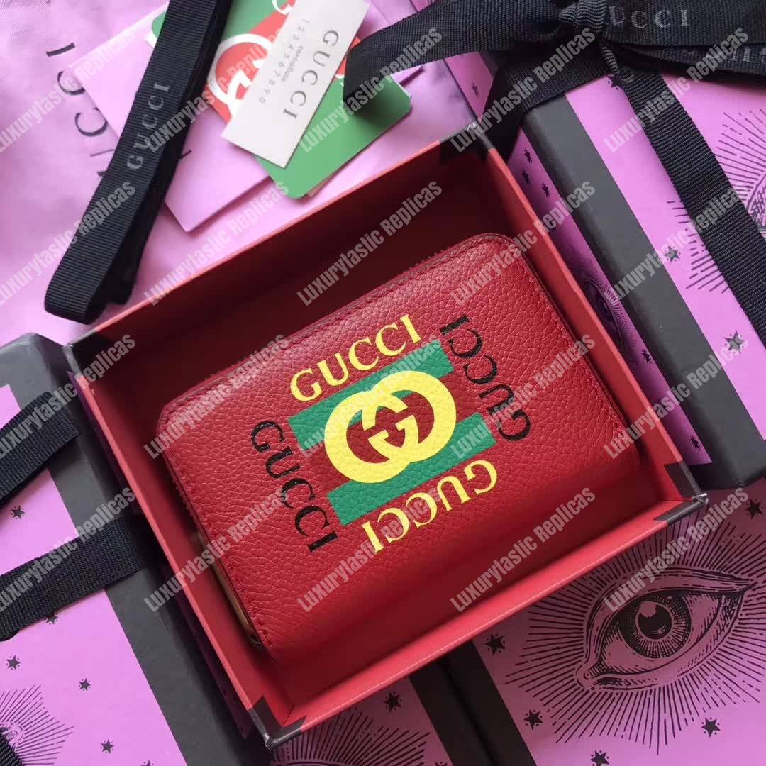 G*u*i print leather card case red