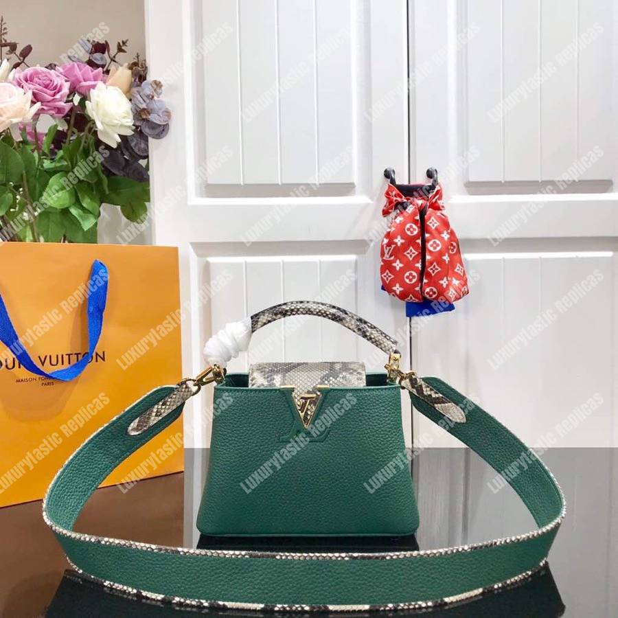 LV Capucines Mini Taurillon Python Emeraude