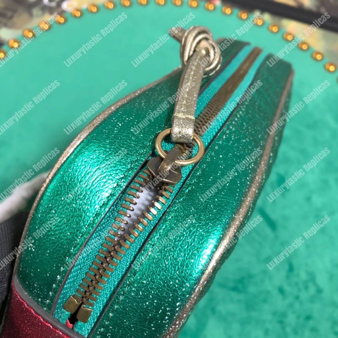 G*u*i laminated leather small shoulder bag red/green