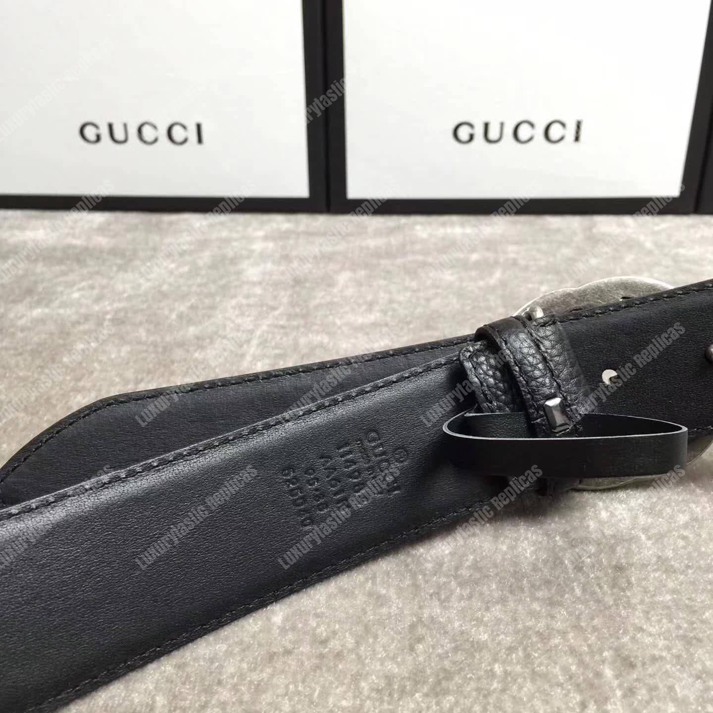 G*u*i leather belt with interlocking g buckle