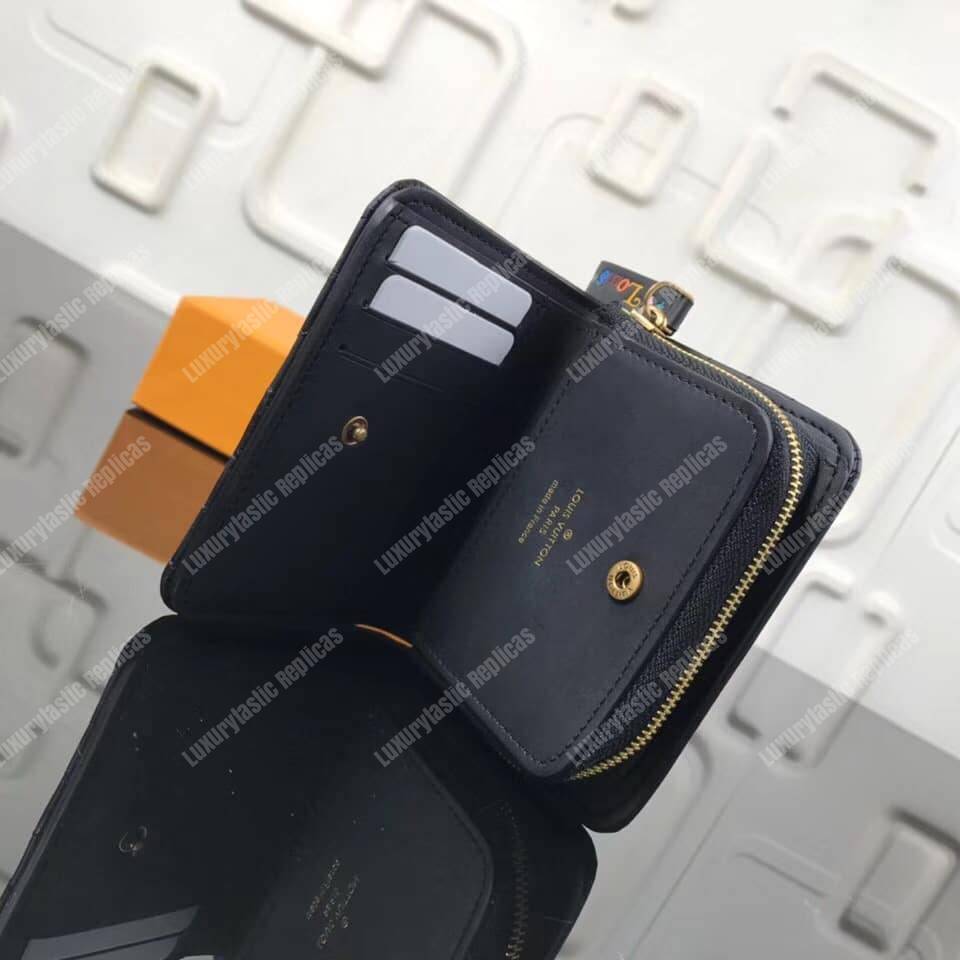 LV New Wave Zipped Compact Wallet Black
