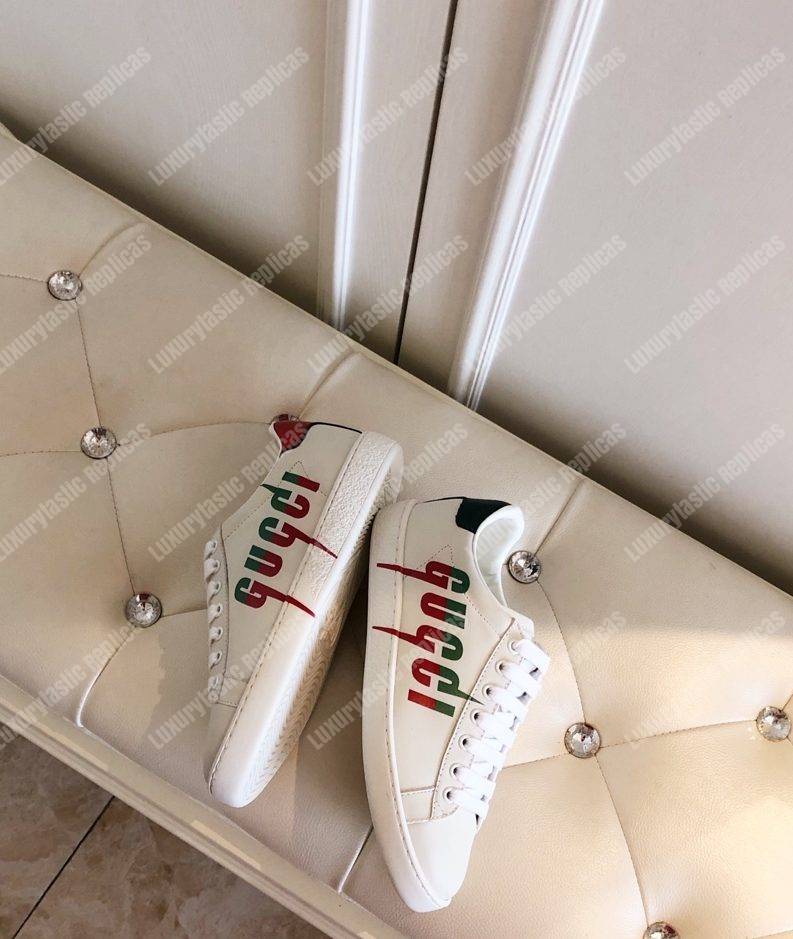 G*u*i ace sneaker with G*u*i blade white