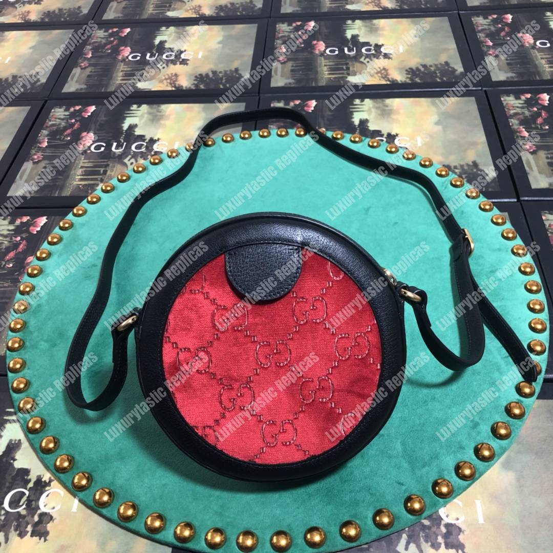 G*u*i gg velvet round shoulder bag red