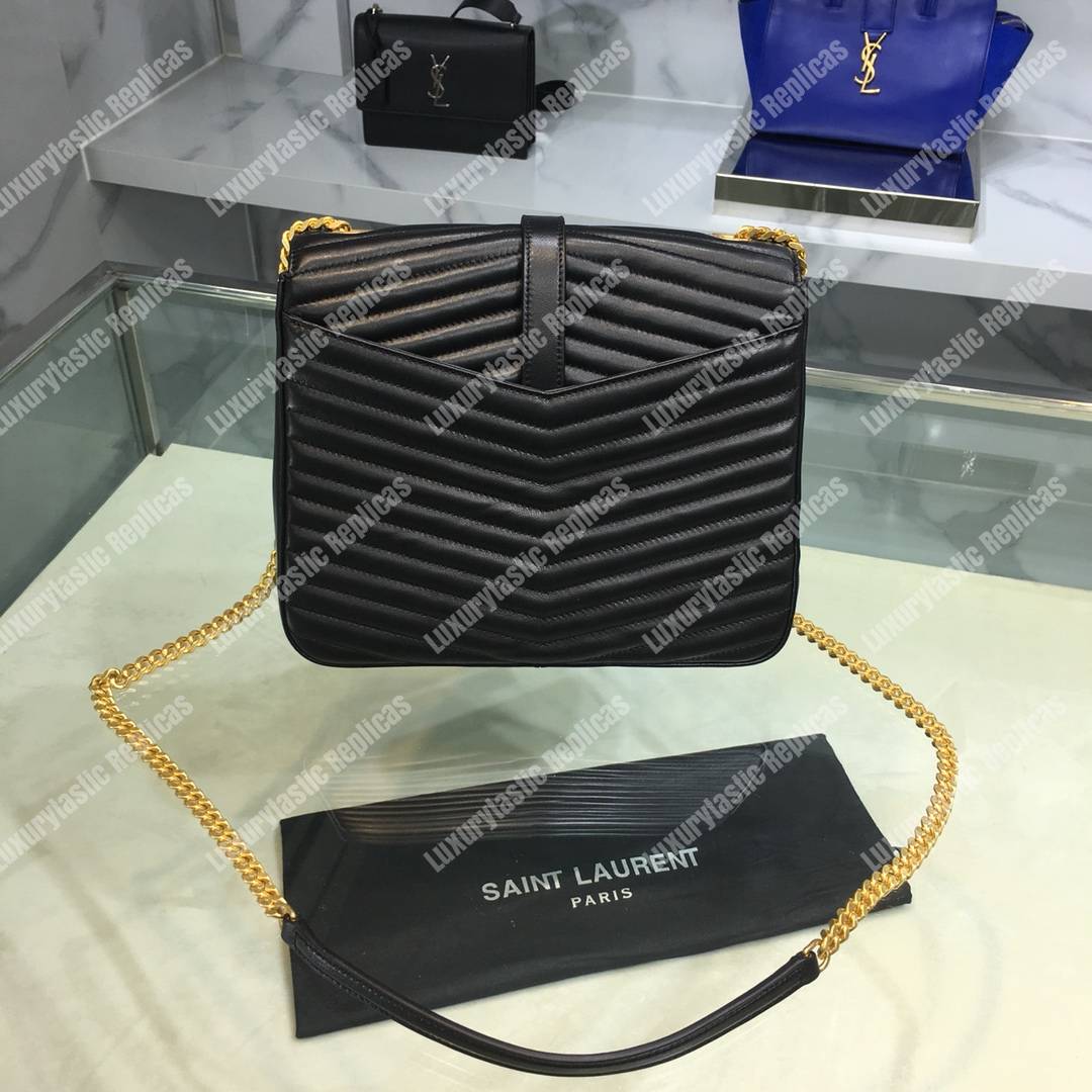 Saint Laurent Sulpice Medium In Matelassé Leather Black