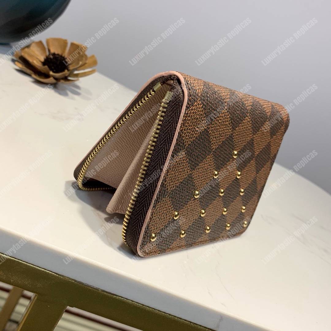 LV Zippy Coin Purse Damier Ebene Rose Ballerine Pink