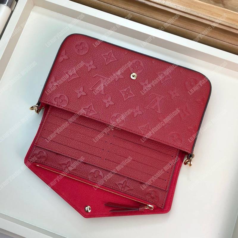 LV Pochette Felicie Monogram Empreinte Leather Cerise