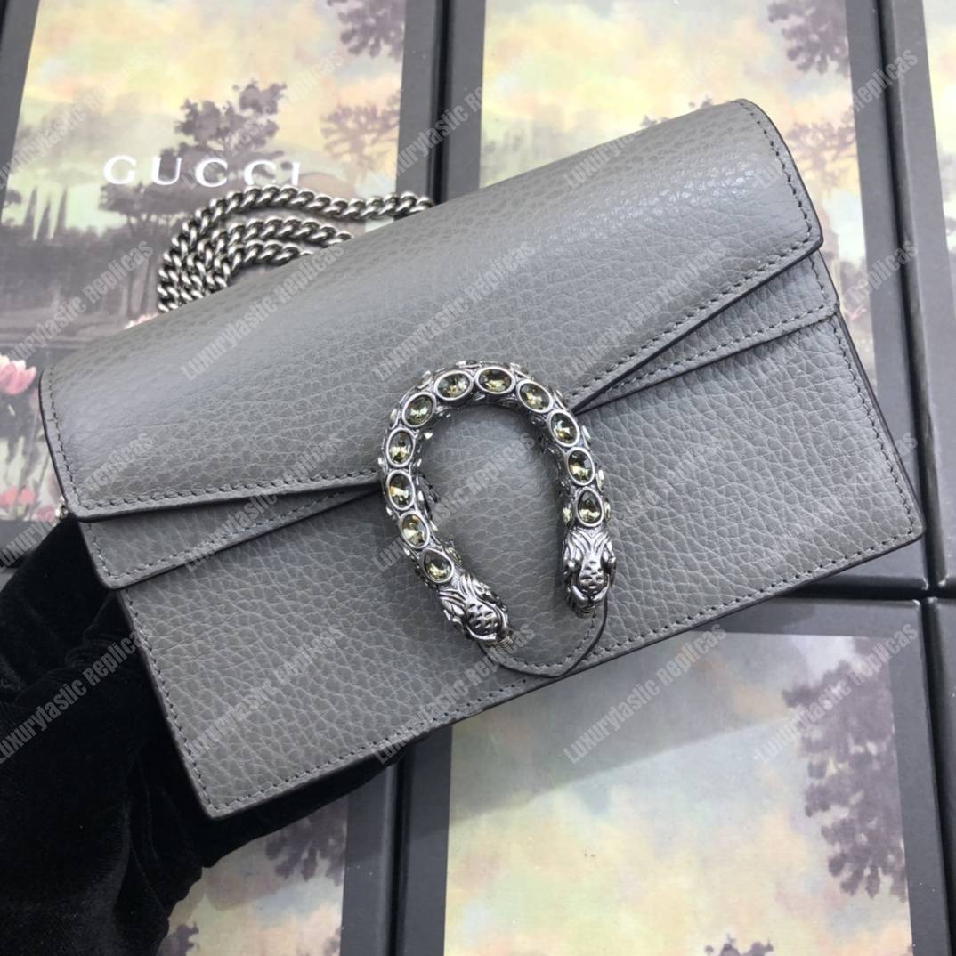 G*u*i dionysus leather super mini bag grey