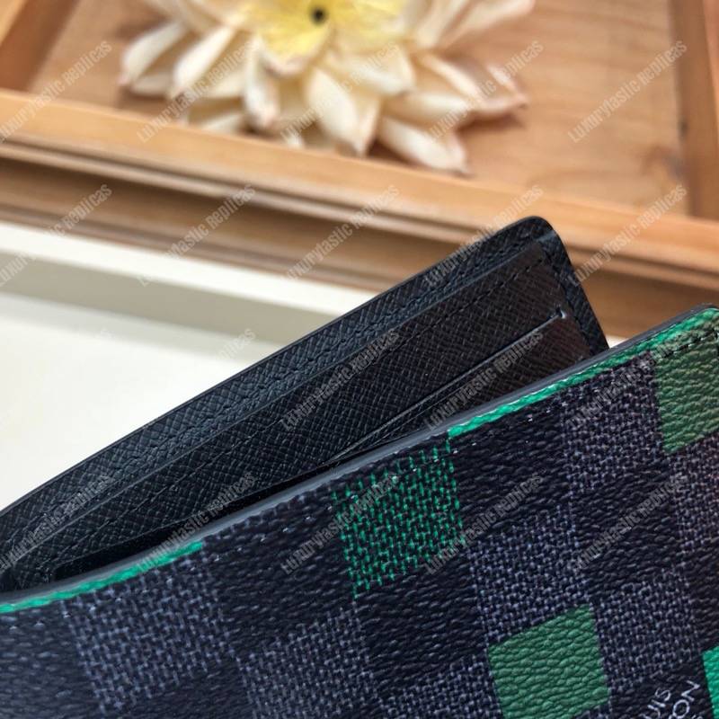 LV Slender Wallet Damier Graphite Pixel Green