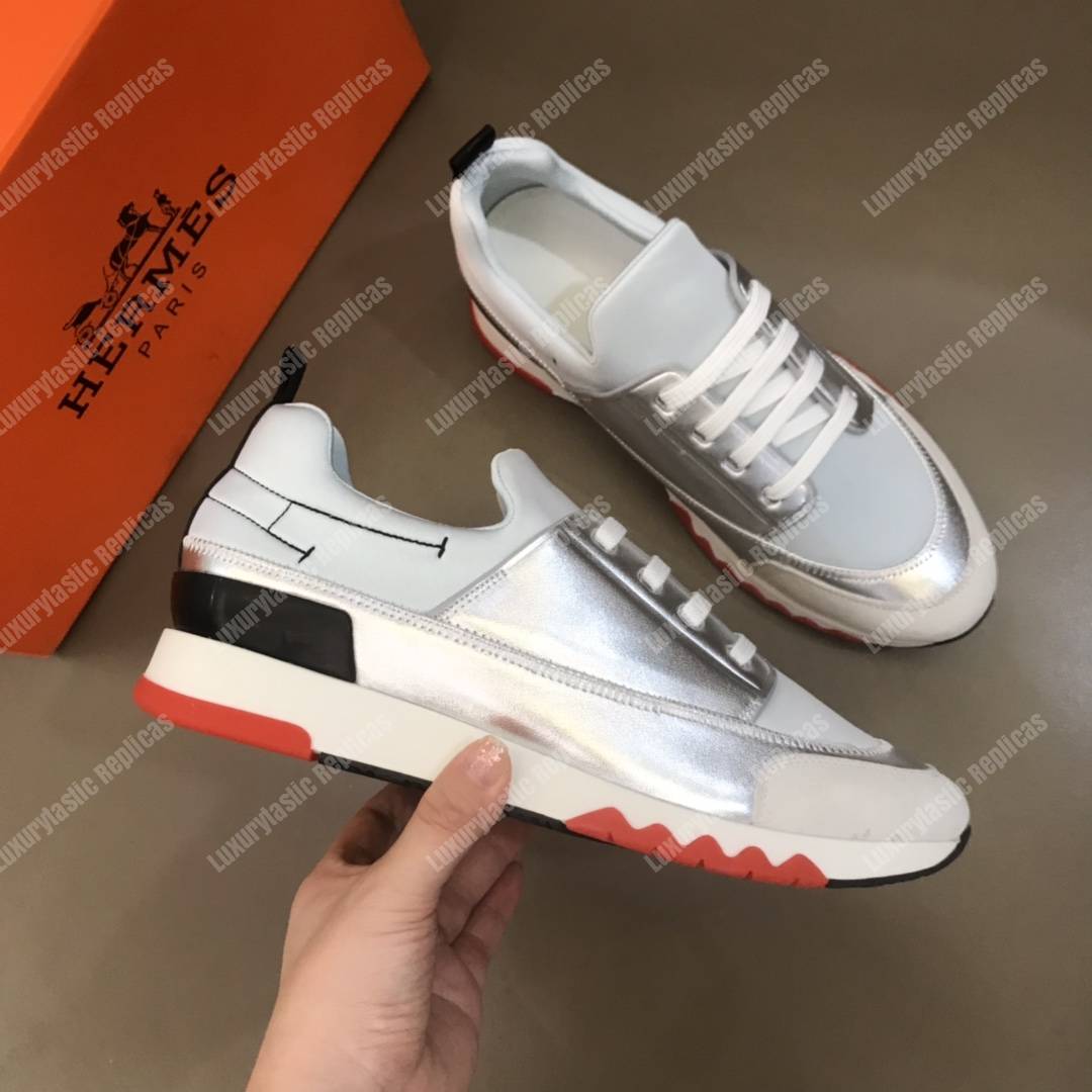 H**mes stadium sneaker white/silver