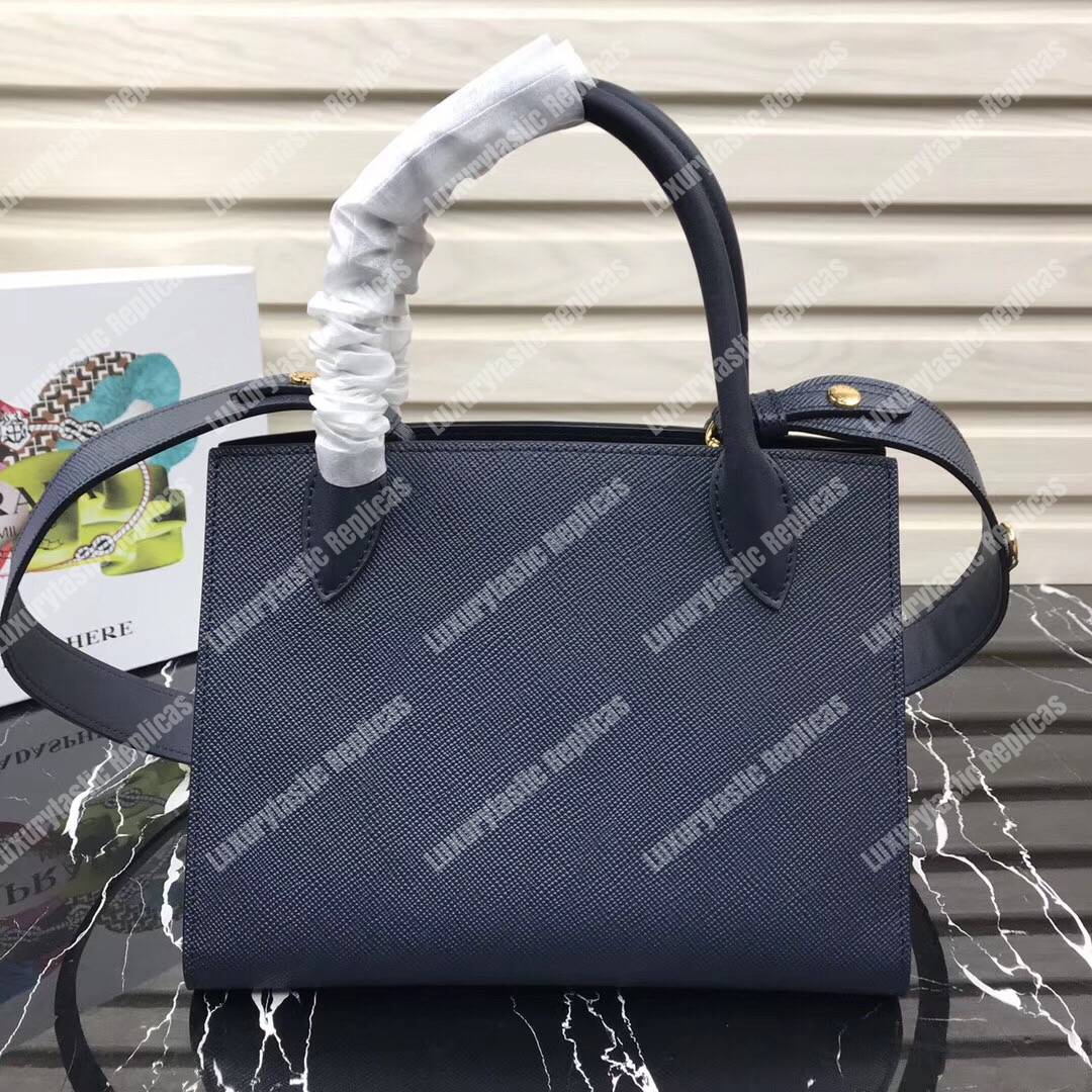 pra*a monoCh*0me saffiano leather bag dark blue