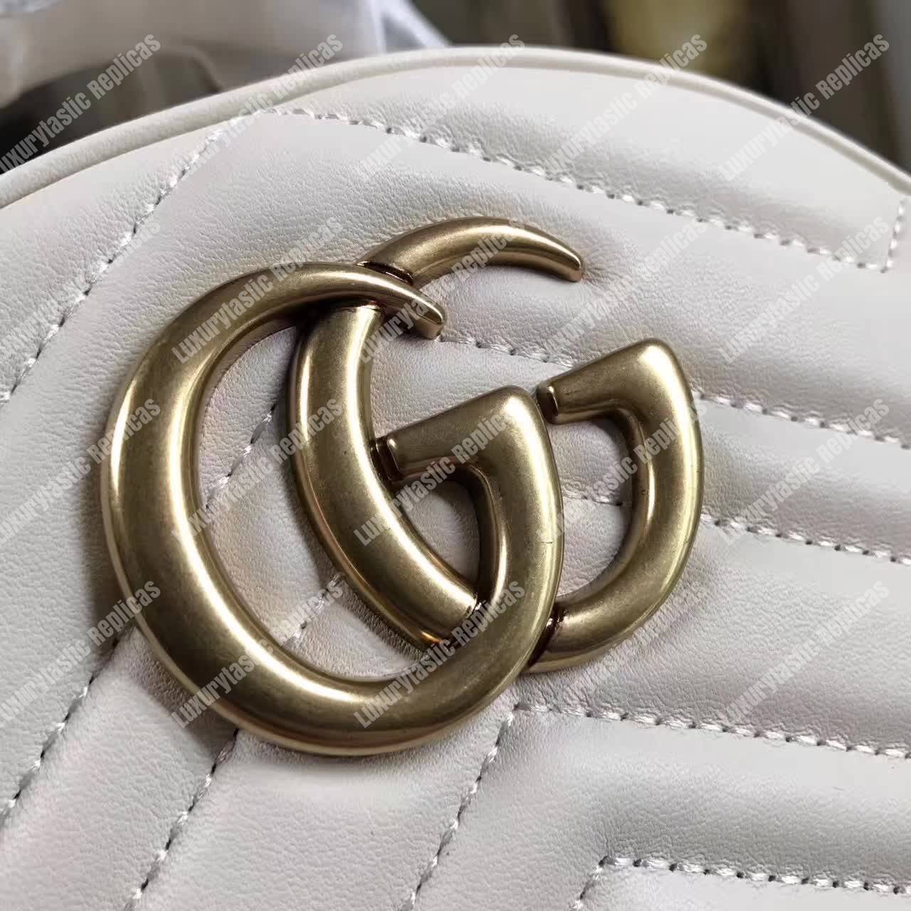 G*u*i gg marmont quilted leather backpack white